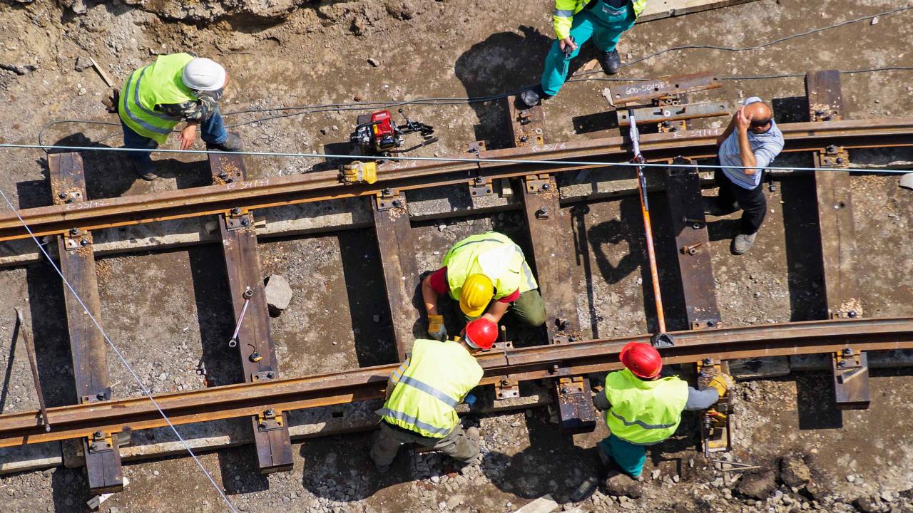 Railway yard and track maintenance workers